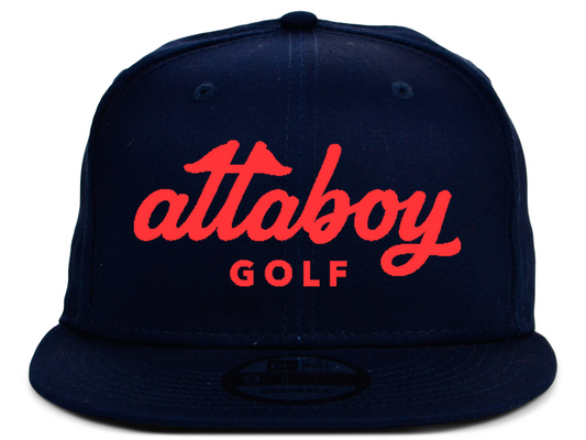 Attaboy Golf Hat - New Era 9Fifty Snapback - Navy / Neon Red