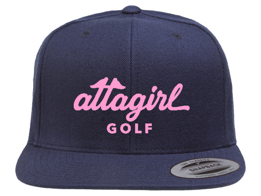 Attagirl Golf Hat - FlexFit Snapback - Blue / Pink